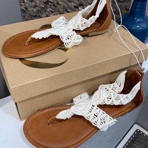 Cream and Brown Summer Sandals
